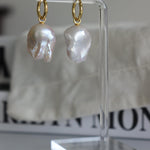 Baroque Pendant Hoop Earrings - Gembea Jewelry