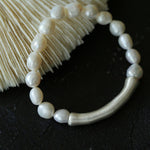 Baroque Shaped Pearl Silver Bend Elastic Bracelet - Gembea Jewelry