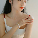 Baroque Shaped Pearl Silver Bend Elastic Bracelet - Gembea Jewelry