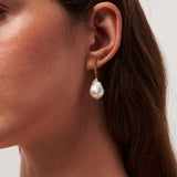 Vertical Zircon Baroque Pearl Drop Earrings gembea jewelry