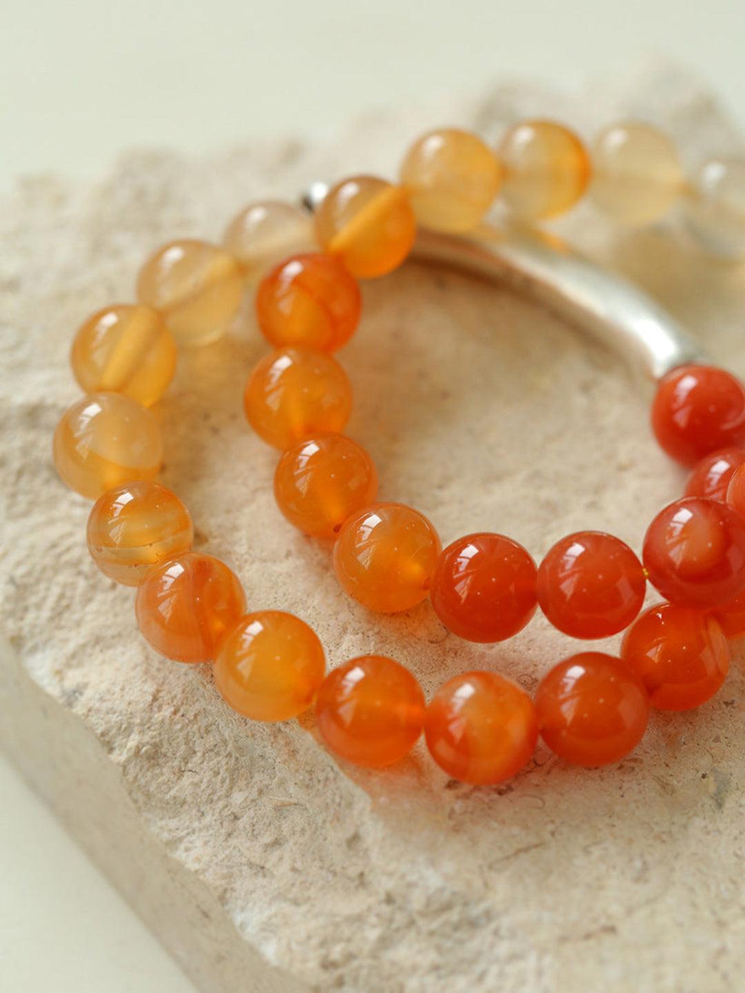 Red Agate Stretch Beaded Bracelet - Gembea Jewelry