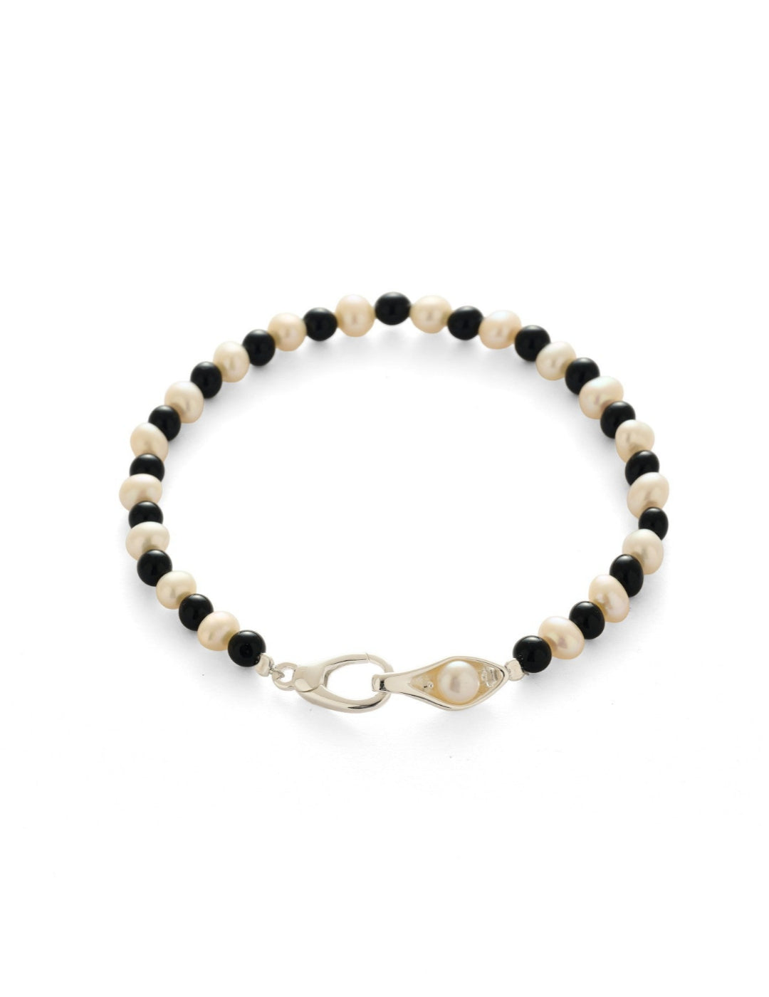 Bean Pod Black Agate Pearl Beaded Bracelet gembea jewelry