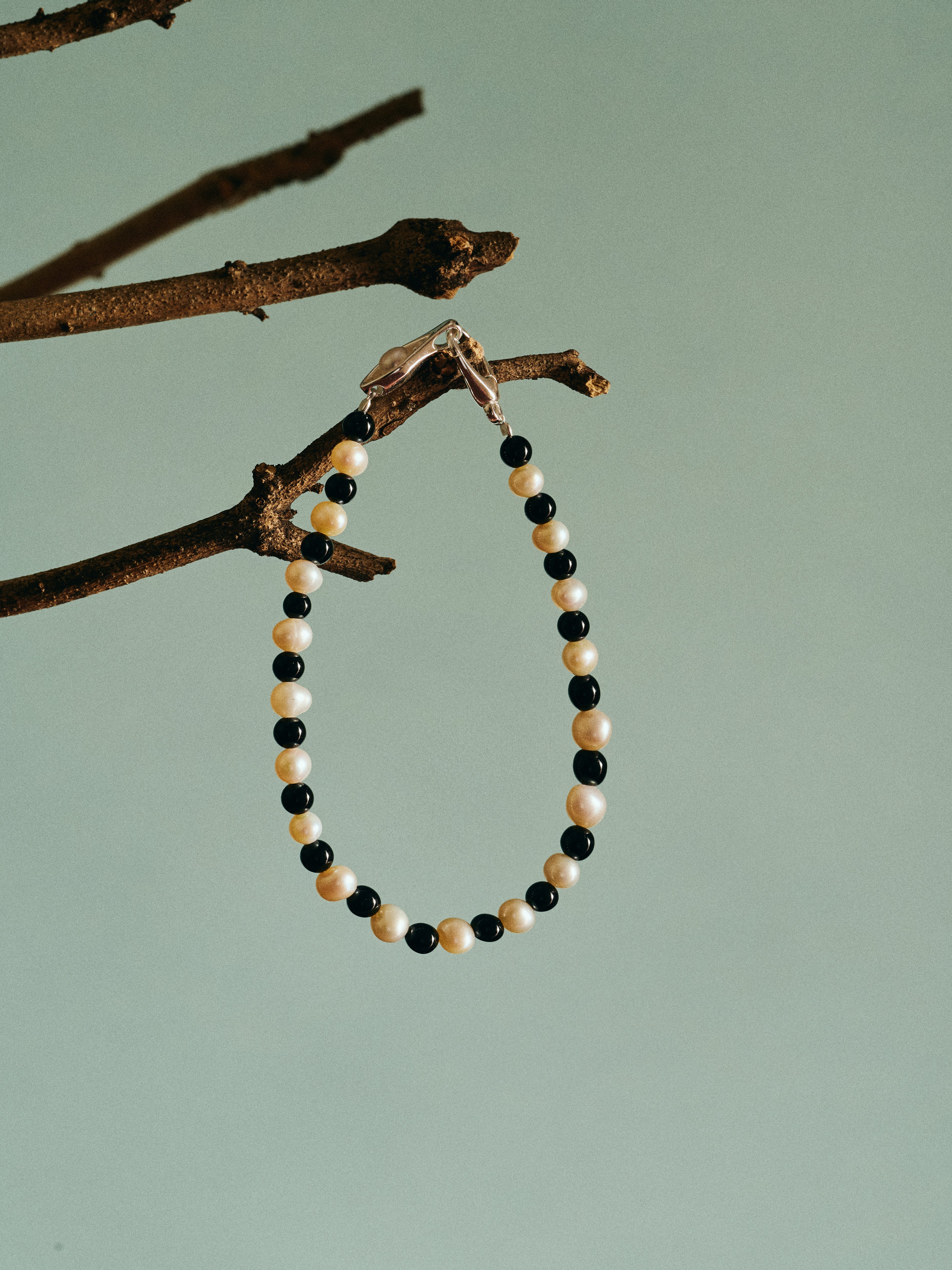 Bean Pod Black Agate Pearl Beaded Bracelet gembea jewelry