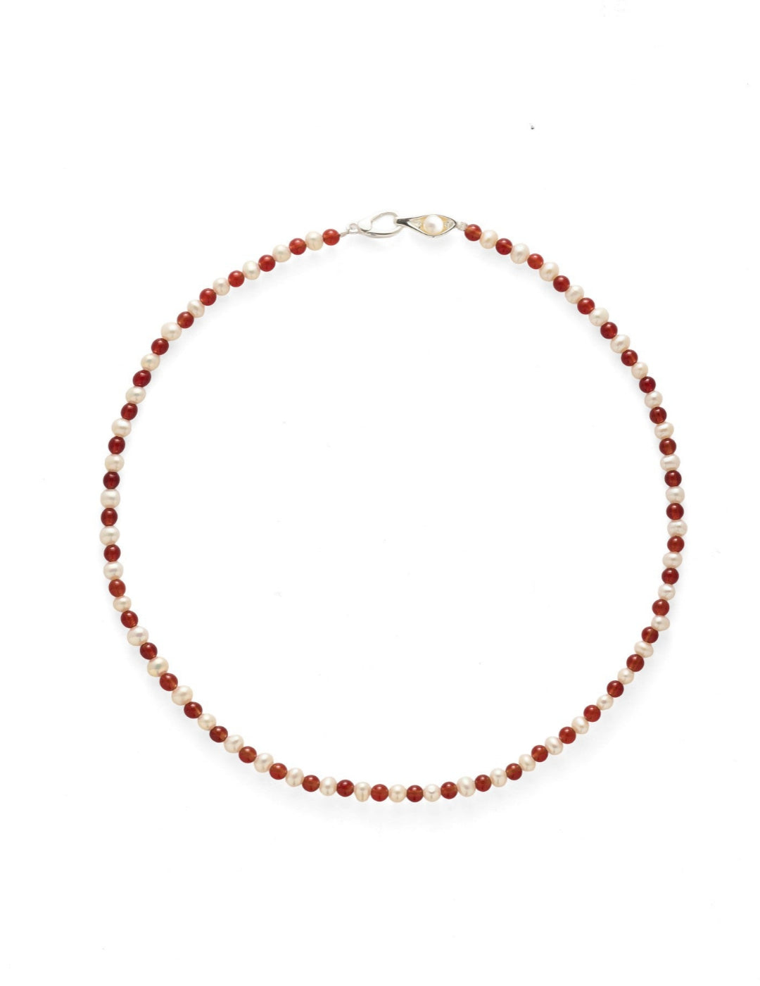 Bean Pod Red Agate Pearl Beaded Necklace gembea jewelry