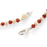 Bean Pod Red Agate Pearl Beaded Necklace gembea jewelry