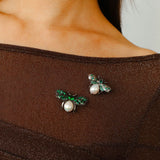 Bee Zircon Pearl Brooch gembea jewelry