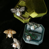 Bee Zircon Pearl Brooch gembea jewelry