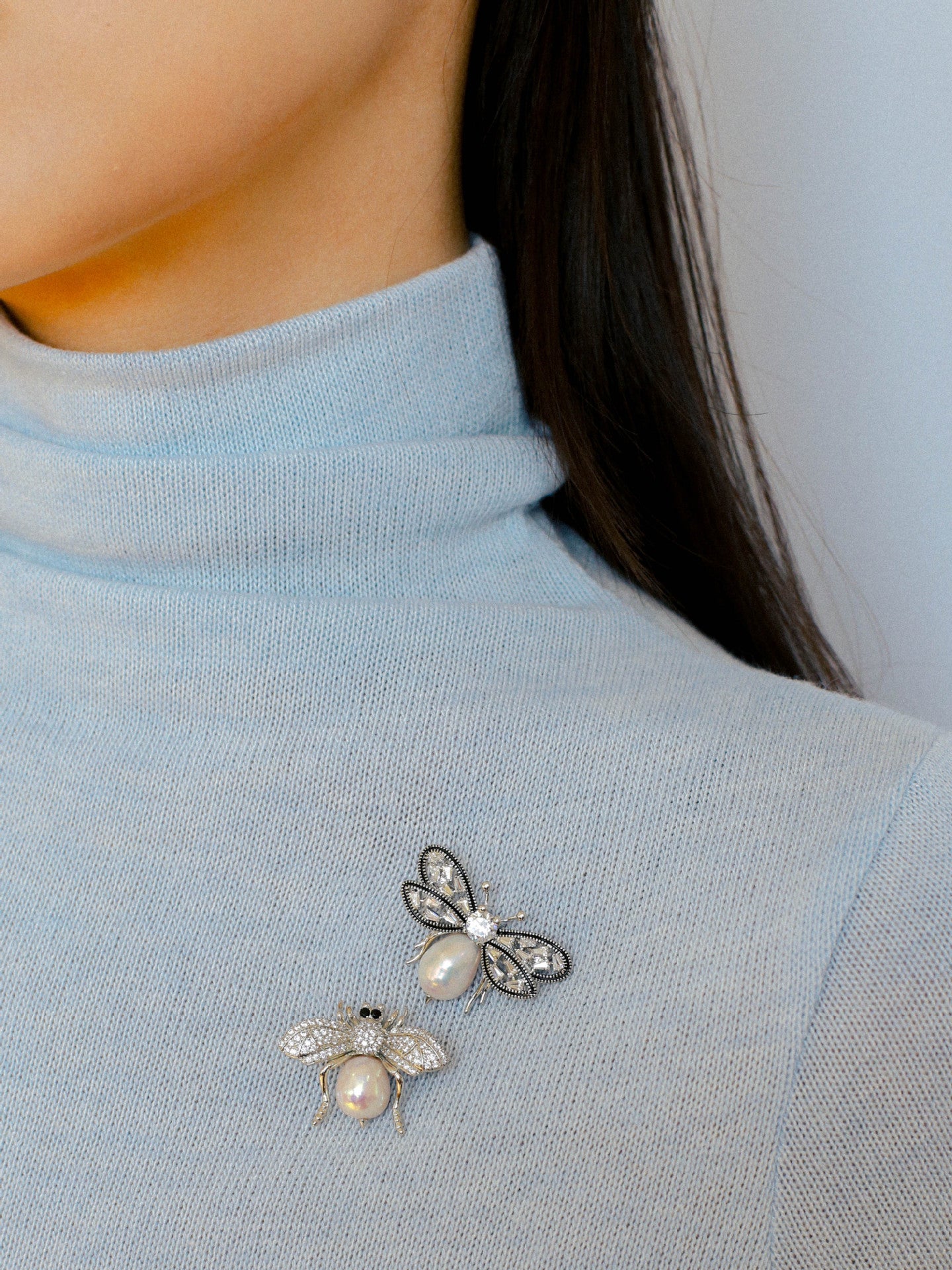 Bee Zircon Pearl Brooch gembea jewelry