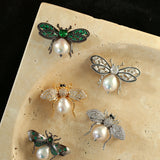 Bee Zircon Pearl Brooch gembea jewelry