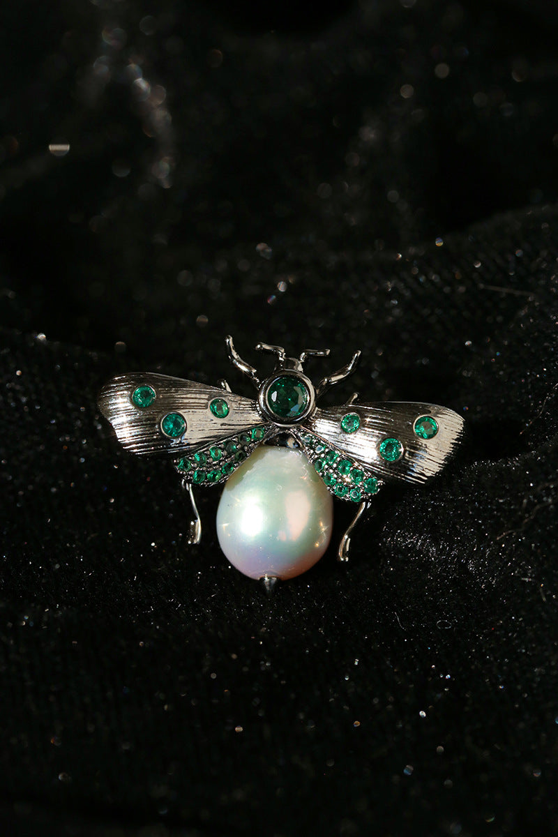 Bee Zircon Pearl Brooch gembea jewelry
