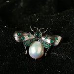 Bee Zircon Pearl Brooch gembea jewelry