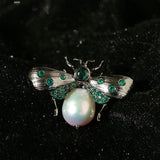 Bee Zircon Pearl Brooch gembea jewelry