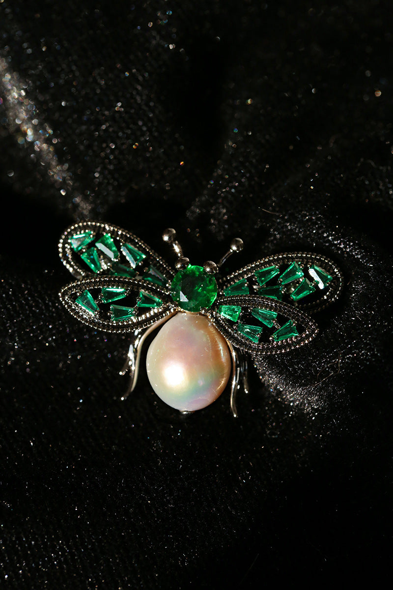 Bee Zircon Pearl Brooch gembea jewelry
