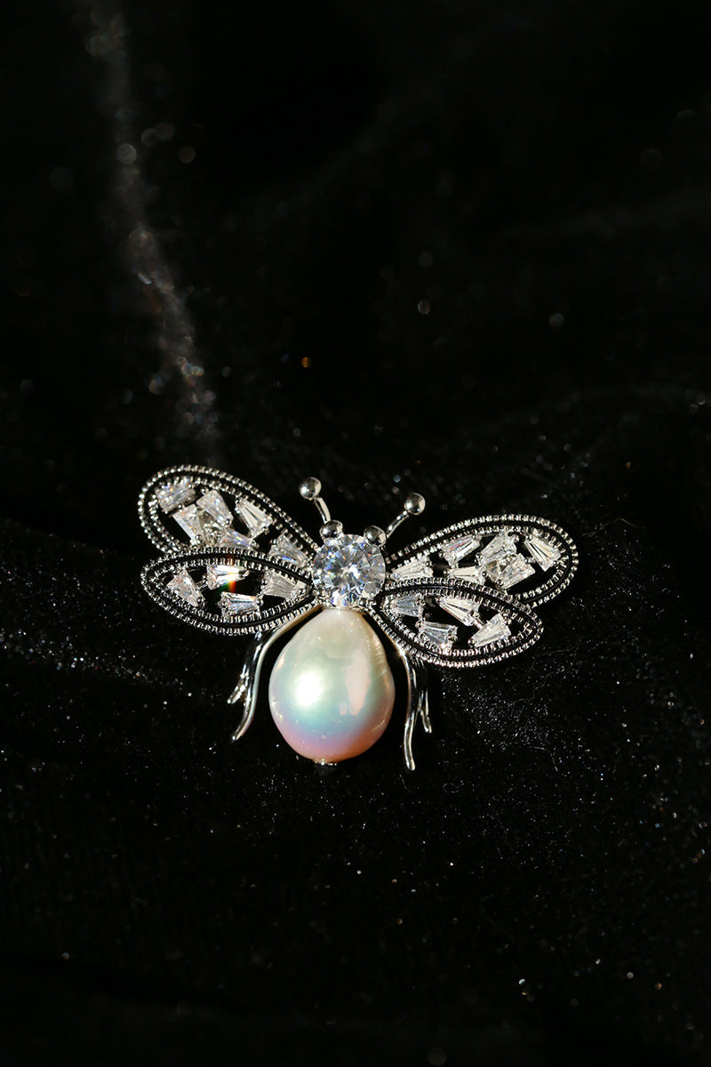 Bee Zircon Pearl Brooch gembea jewelry
