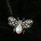 Bee Zircon Pearl Brooch gembea jewelry