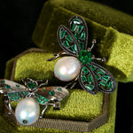 Bee Zircon Pearl Brooch gembea jewelry