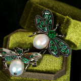 Bee Zircon Pearl Brooch gembea jewelry