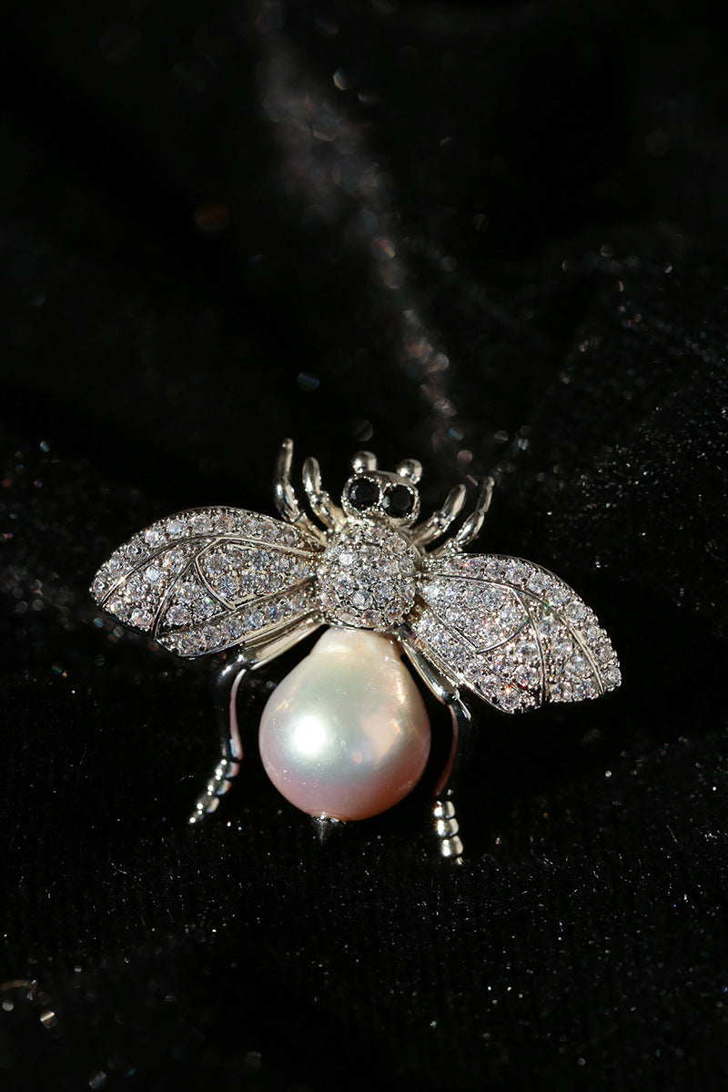 Bee Zircon Pearl Brooch gembea jewelry