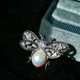 Bee Zircon Pearl Brooch gembea jewelry