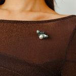 Bee Zircon Pearl Brooch gembea jewelry