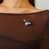 Bee Zircon Pearl Brooch gembea jewelry