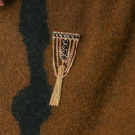 Black Agate Ball Stone Tassel Brooch gembea jewelry