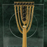 Black Agate Ball Stone Tassel Brooch gembea jewelry