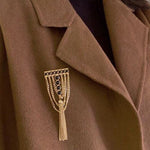 Black Agate Ball Stone Tassel Brooch gembea jewelry