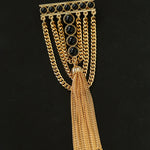 Black Agate Ball Stone Tassel Brooch gembea jewelry