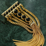 Black Agate Ball Stone Tassel Brooch gembea jewelry