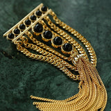 Black Agate Ball Stone Tassel Brooch gembea jewelry