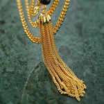 Black Agate Ball Stone Tassel Brooch gembea jewelry