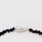 Black Agate Beaded Baroque Pearl Pendant Necklace gembea jewelry