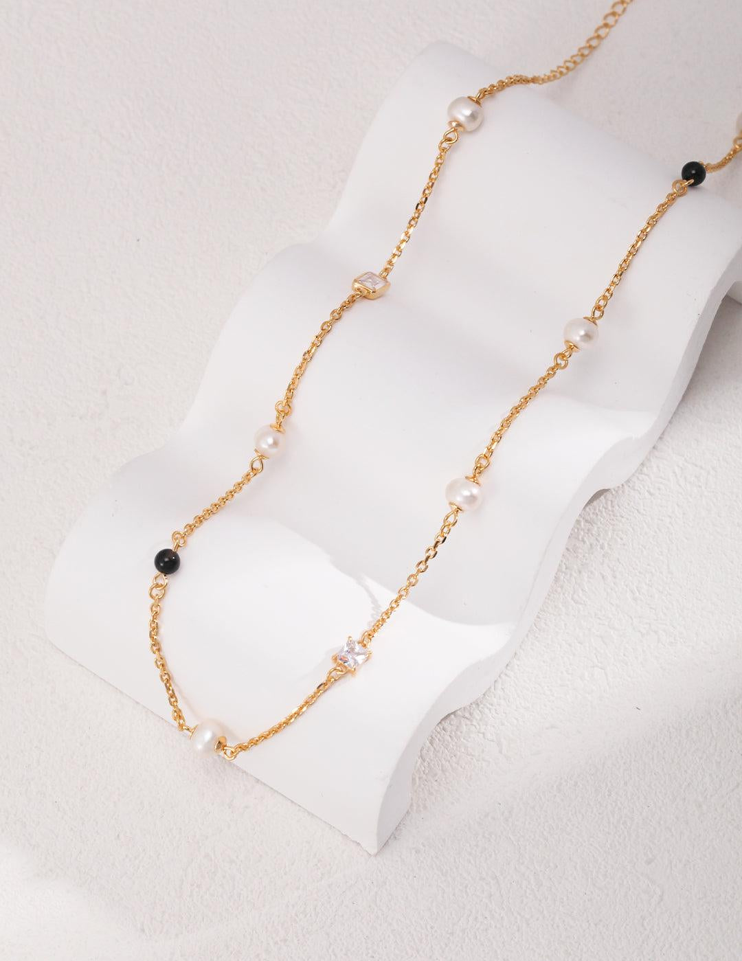 Sterling Silver and Black Agate Pearl Necklaces - Gembea Jewelry