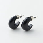 Black Agate Tiger Eye Stone Moon Bud Earrings gembea jewelry