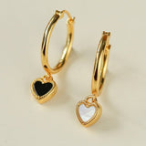 Black White Love Heart Hoop Earrings gembea jewelry