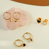 Black White Love Heart Hoop Earrings gembea jewelry