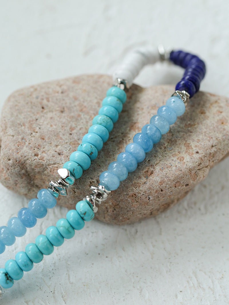 Blue Ocean Natural Stone Beaded Necklace gembea jewelry