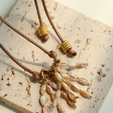 Boho Style Shell Tassel Pendant Necklace gembea jewelry