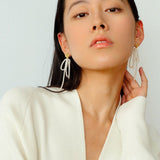 Bow Dance Metal Lava Long Pearl Earrings gembea jewelry