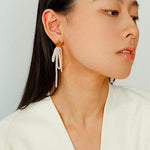 Bow Dance Metal Lava Long Pearl Earrings gembea jewelry