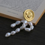 Brushed Metal Bee Pearl Brooch gembea jewelry