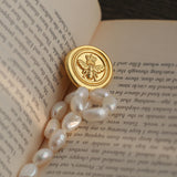 Brushed Metal Bee Pearl Brooch gembea jewelry