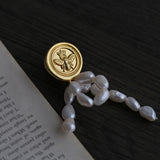 Brushed Metal Bee Pearl Brooch gembea jewelry