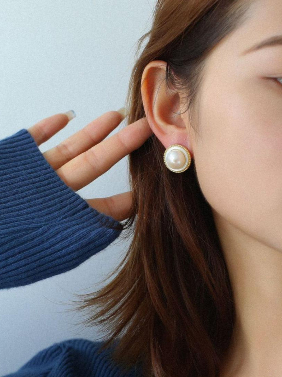 Button Freshwater Pearl Stud Earrings - Gembea Jewelry