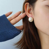 Button Freshwater Pearl Stud Earrings - Gembea Jewelry