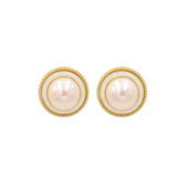 Button Freshwater Pearl Stud Earrings gembea jewelry