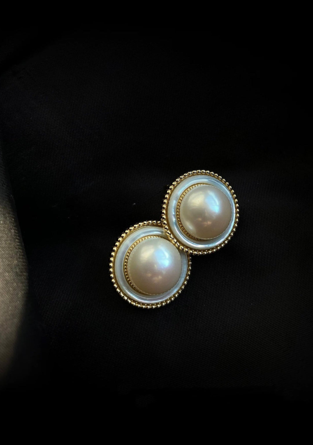 Button Freshwater Pearl Stud Earrings gembea jewelry