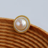 Button Freshwater Pearl Stud Earrings - Gembea Jewelry