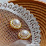Button Freshwater Pearl Stud Earrings - Gembea Jewelry